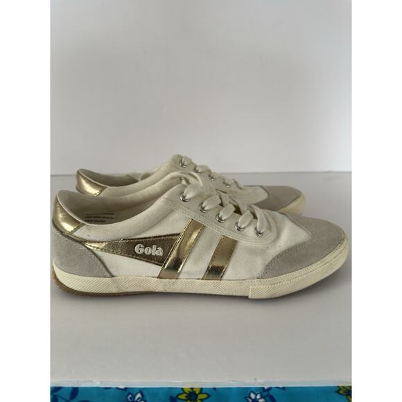 Gola Badminton Clas548 Casual Trainers Off White/Gold Size 8.5 - Picture 14 of 14